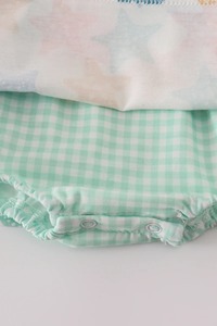 ชุดเดรสสำหรับเด็กลายเปลือกหอยสีฟ้าน่ารักชุดฟองมีระบายระบายอากาศได้ดีสำหรับช่วงฤดูร้อนชายหาด - Product Image 3