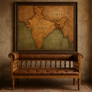 <b>Vintage</b> <b>Chesterfield</b> <b>Sofa</b> | Handcrafted Wood Two Seat Design | Rustic Restaurant & Home Furniture Made in India - Product Image 1