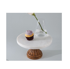 Décoration de table Support pour aliments et fruits Présentoir de cuisine européen Décoration de table à dessert Support pour gâteau en marbre avec socle en bois - Product Image 1
