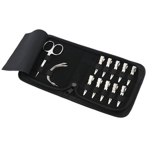 Kit de herramientas profesionales para extensiones de cabello, agujas para tejer el cabello, Clips para seccionamiento, tijeras para hilo de cabello con bolsa de almacenamiento compacta - Product Image 1