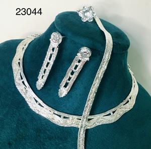 24K <b>Gold</b> Plated Vintage Dubai Fashion Jewelry <b>Set</b> Includes Necklace Earrings <b>Bangles</b> Combs Copper Material Diamond Germany - Product Image 2