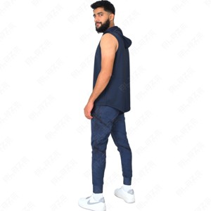 Sweat à capuche sans manches pour homme avec fente latérale Sweat à capuche imprimé sans manches confortable en polyester - Product Image 5