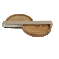 Ensemble de plateaux de service en bois de nouvelle conception, finition naturelle, écologique, 2 pièces, avec couleur et taille personnalisées pour la maison, le restaurant, les mariages