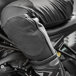 Pantalon en cuir véritable et tissu mélangé, taille haute, respirant, extensible, toile douce, durable, confortable et léger - Product Image 4