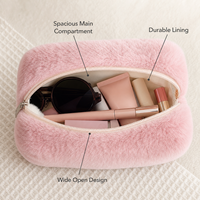 Pochette de maquillage et trousse à cosmétiques personnalisées avec logo, en minky, grande capacité, écologiques, durables, portables, avec fermeture éclair, pour femmes, pour les voyages
