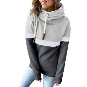 Moda mujer invierno otoño sudaderas con capucha jerseys casuales con cuello alto cuello con capucha tejido de punto - Product Image 4