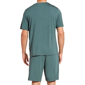Conjunto de pantalones cortos de jersey 100% algodón para hombre, camisetas y pantalones cortos lisos de 250 GSM, conjunto de pantalones cortos deportivos casuales con logotipo personalizado. - Product Image 4