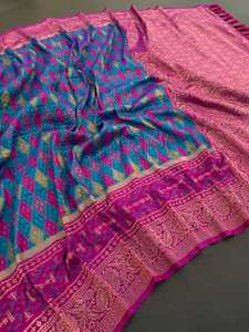 Sarees en soie Patola de qualité supérieure avec Meenakari Ikkat tisse Saree Femme Fabricant et fournisseur de mode de Surat au plus bas Rtae - Product Image 5