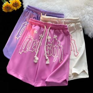 Custom Vintage 100% Cotton Breathable High-Waisted Gym <b>Sweat</b> <b>Shorts</b> <b>Men</b> Streetwear Drawstring - Product Image 3