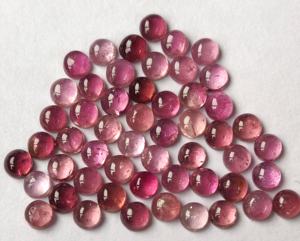 Turmalina Rosa Natural de 2.5mm, Cabujón Redondo, Calidad Superior - Turmalina Rosa Suelta Facetada - Product Image 4