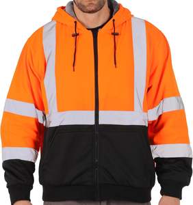 Sweat à capuche de sécurité pour homme Sweat-shirt réfléchissant doublé polaire Classe 3 Veste haute visibilité robuste - Product Image 1