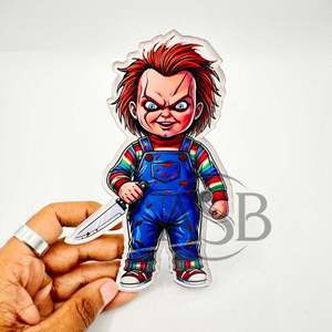 Azulejos de pestañas acrílicas con logotipo personalizado de Halloween con imanes para pinzas diseño sostenible Chucky Baby Doll Horror Lash Tiles - Product Image 6