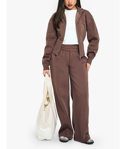 Conjunto Deportivo Informal para Mujer, Diseño OEM, Antibolitas, con Cremallera Decorativa en la Parte Delantera, Tela Suave, Estilo Holgado - Product Image 1