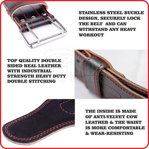 Cinturón de gimnasio de cuero de vaca Real de Venta caliente para entrenamiento físico Tamaño personalizable y logotipo Cinturón de gimnasio de levantamiento de pesas ligero - Product Image 4