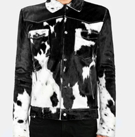 Veste en cuir de vachette personnalisée pour hommes | Hair on Hide Cow Boy Vestes en cuir de camionneur personnalisées | Vestes pour hommes