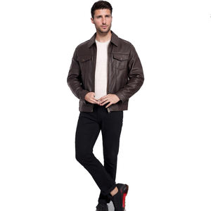Veste en cuir véritable élégante pour hommes avec manches longues Dernier design Haute qualité Meilleur style populaire État neuf - Product Image 3