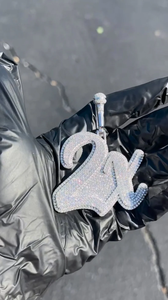 Collier pendentif personnalisé unisexe en argent sterling 925 avec moissanite glacée et diamant, bijoux de fête hip-hop, certifié IGI - Product Image 2