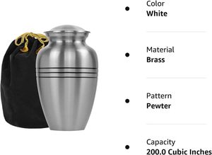 Metal Cremation Urns <b>for</b> Human <b>Ashes</b> Decorative Urns <b>for</b> Female & Male <b>for</b> <b>Ashes</b> Adult Female Funeral Urns - Product Image 6