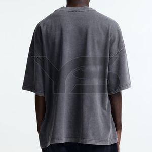 T-shirt pour homme à manches courtes, col rond, imprimé sérigraphique surdimensionné, délavé à l'acide, tissu 100% coton, motif personnalisable de haute qualité - Product Image 5