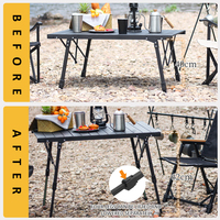 Table de camping pliable moderne, légère, facile à monter, réglable en hauteur, en aluminium, avec rangement, pour pique-nique en plein air