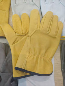 Gants de travail en cuir de mouton pleine fleur jaune de qualité supérieure, bon marché, pour la sécurité, la conduite, le travail industriel, la protection du travail, la ferme, le jardin - Product Image 2