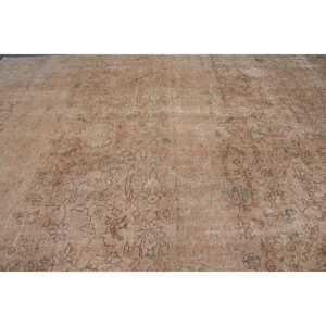 9.9x12.6 ft Rug, Vintage Turkish Rug, <b>Brown</b> Solid <b>Wool</b> Rug - Product Image 4