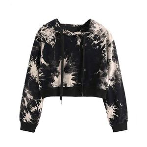 Alta calidad 100% algodón peso pesado personalizado bordado en relieve estampado Tie Dye recortado polar sudaderas con capucha de gran tamaño - Product Image 5