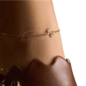 Delicate Bows-Shaped Charms Gentle <b>Gold</b> Tone Stylish Elegance And Contrast Golden Fashion <b>Anklet</b> - Product Image 5