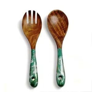 Ensemble de service à salade en bois et en marbre, ustensiles de cuisine - Product Image 5