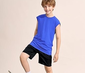 Débardeur pour enfants 100% coton sans manches pour garçons Vêtements de sport Col rond Chemises de jogging d'été pour enfants Respirant - Product Image 2