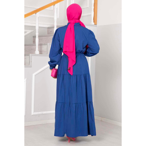 Robe Hijab Longue à Demi-Boutons Saxe - Product Image 1