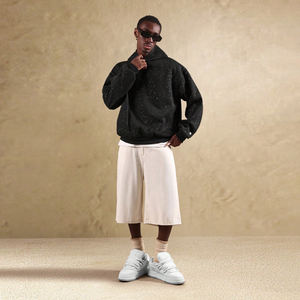 Sudadera con capucha personalizada con logotipo de diamantes de imitación bordados para hombre-forro polar de algodón pesado de alta calidad última moda - Product Image 4