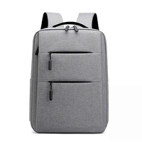 Vente chaude Grand sac à dos scolaire à la mode Poches multi-fermeture éclair Personnalisé Gris Teint Sac d'ordinateur portable Panneau solaire Antivol Polyester