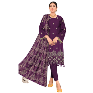 VESTIDO DE INVIERNO TRABAJO A MANO PARA MUJER READYMADE CON PURE BANARSI DUPPTA TRAJES LILEN CALIDAD SUPERIOR NUEVO VESTIDO DE MODA - Product Image 1