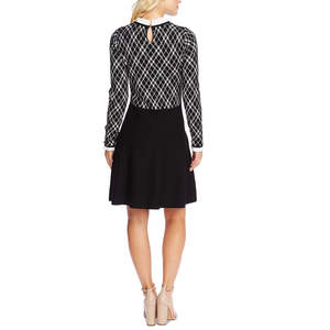 Abito da donna Cece nero a maniche lunghe, modello svasato in maglia, con bottoni decorativi, stile semplice ed elegante, silhouette dritta estiva, taglia M - Product Image 3