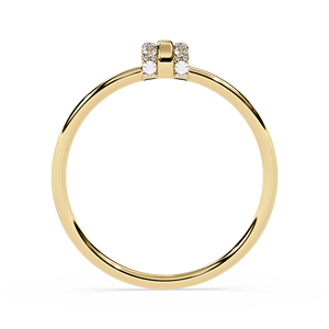 18K Yellow Gold Natural Diamond <b>Ring</b> Triple Barrel Band <b>Dainty</b> Round Diamond IGI Certified For Women Fine Jewelry wedding gift - Product Image 3