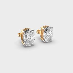 Oval Cut Lab Grown Diamond Stud Earrings for Women In 14K White / Rose / Yellow Gold - Product Image 3