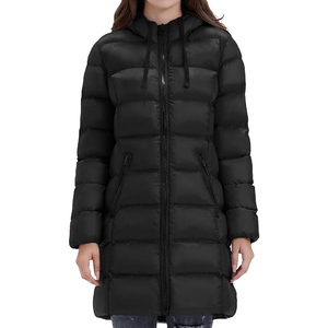 Chaqueta Acolchada Larga Impermeable y Transpirable con Capucha, Gruesa, Brillante, Ajustada, con Cinturón, Logotipo Personalizado - Product Image 1