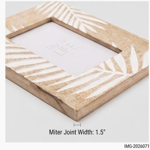 Wooden Photo <b>Frame</b> Rectangle 5x7 Inches Palm Leaf <b>Design</b> Rustic <b>Wall</b> Display - Product Image 4