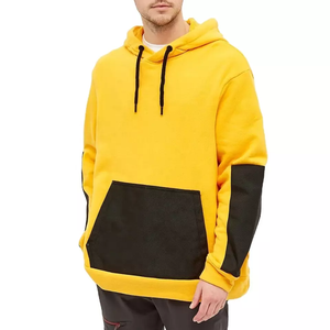 Pull sur mesure deux couleurs Design à manches longues avec capuche en gros coton doux mélangé hommes à capuche - Product Image 2