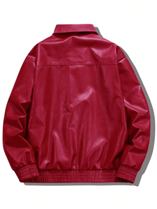 Chaqueta de motorista de invierno para hombre, chaqueta informal de cuero PU con cierre de cremallera, abrigos de otoño, talla europea para montar en motocicleta, chaquetas de cuero - Product Image 2