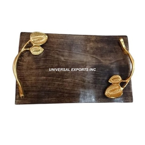 Juego de dos bandejas de madera para servir, plato de diseño con acabado natural, tamaño personalizado, nueva bandeja para servir - Product Image 2