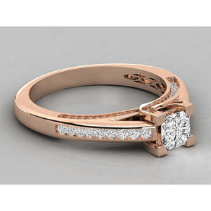 14K Gold <b>Solitaire</b> Lab Grown Diamond Ladies <b>Ring</b> Geometric Pattern Fine Jewelry Rhodium Plating Engagement Promise Certified IGI - Product Image 2