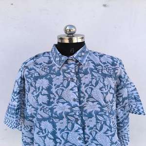 Robe courte en coton décontractée respirante à manches longues et col en V, élégante, douce, naturelle, écologique, pour femmes, tunique, impression à la main - Product Image 4