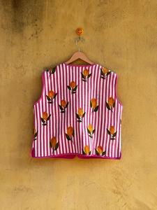 Chaleco Acolchado Estilo Vintage para Mujer, Diseño Floral, Cuello en V, 100% Algodón, Informal, para Todas las Temporadas, Chaleco sin Mangas para Mujer - Product Image 6