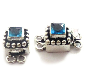 Topaze bleue pierre précieuse 1 brin, 2 brins et 3 brins fermoir de boîte étourneau antique plaqué argent 19X10X8MM fermoir de fabrication de bijoux B806 - Product Image 3