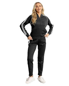 Conjunto Deportivo Personalizado para Mujer con Cremallera y Logotipo Personalizado, Conjuntos Deportivos de Algodón, Pantalones Largos, Conjuntos de Dos Piezas para Mujer - Product Image 4