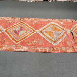 Alfombra Turca de Lana Vintage con Rayas Rojas, 3.2x8.8 pies - Product Image 5