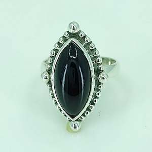 Navya <b>Craft</b> 925 Sterling Silver Boho Statement <b>Ring</b> Handmade Black Onyx Marquise Women's Size 6.0 IGI Certified Fine Jewelry - Product Image 3
