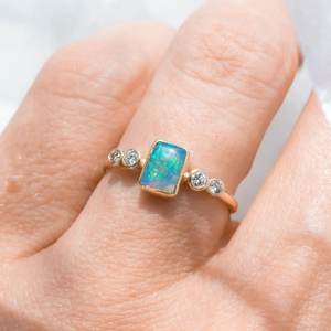 แหวนหมั้นของผู้หญิง925สเตอร์ลิงคลาสสิกแหวนหมั้นทรงแปดเหลี่ยมตัดโอปอลเอธิโอเปียนการตั้งค่าเรือนทองอัญมณีขนาด K ที่กำหนดเอง - Product Image 6